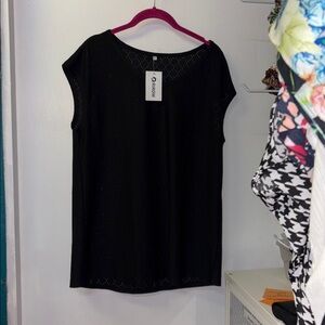 Elegant Black eyelet Sleeveless Top